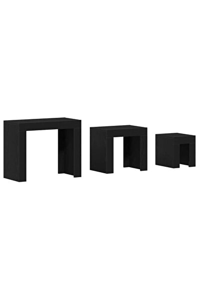 vidaxl Mese în cuiburi 3 pcs Stejar Negru Lemn compozit