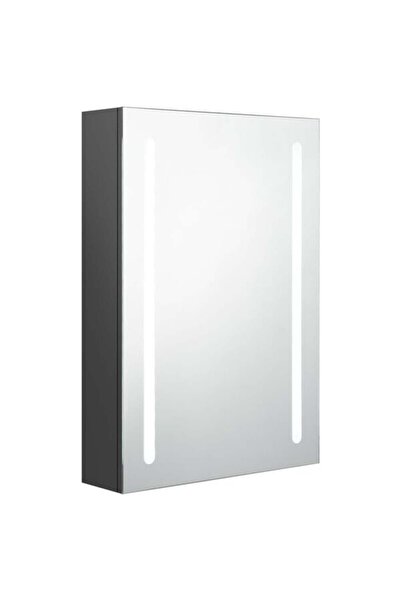 vidaxl Dulap de baie cu oglindă și LED, gri, 50 x 13 x 70 cm