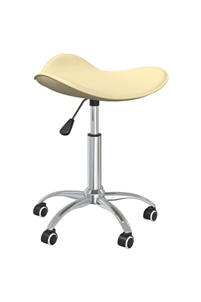 vidaxl Scaun de birou, crem, piele ecologică