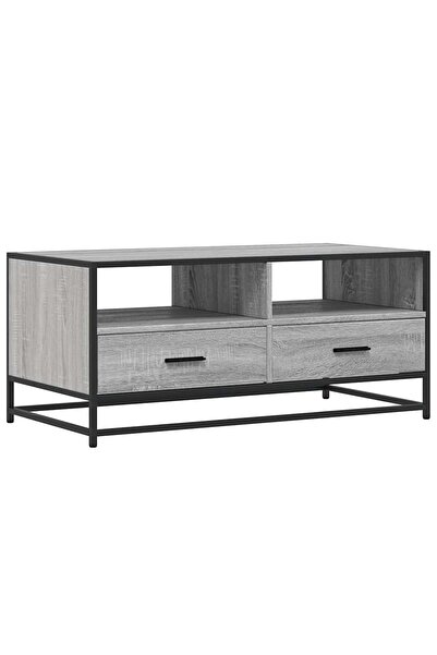 vidaxl Măsuță de cafea, gri sonoma, 100x50x45 cm, lemn prelucrat/metal