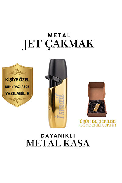 YURJET Kişiye Özel İsim Yazılı Metal Jet Alevli Çakmak - Babalar Günü Hediyes...