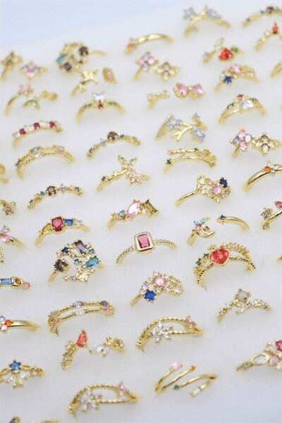 atastore2017 12pcs mixed princess rings set - gold