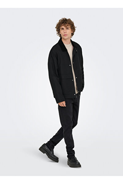 Only & Sons Siyah Erkek Normal Mont ONSKOSMO PADDED JACKET OTW VD