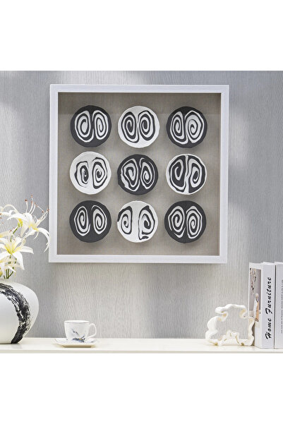 Midas Furniture لوحة جدارية بلاستيكية 60*7*60 سم باللونين الأسود والأبيض