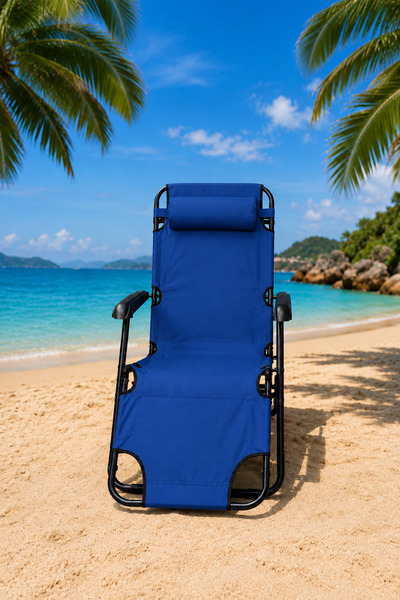 Vadi Katlanabilir Şezlong Plaj Sandalyesi Yastıklı Ergonomik Bahçe Kamp ve Ha...