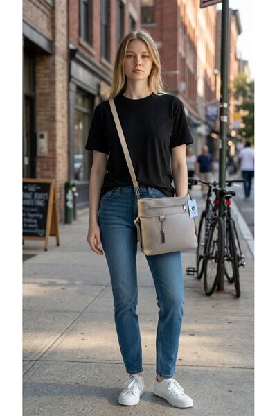 bag Women's Multi-Compartment Soft Faux Leather Postman Model Shoulder Bag