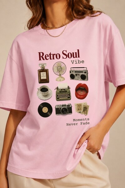 The Champ Clothing Γυναικείο μπλουζάκι Oversize Retro Soul Vibe με στάμπα σε ...