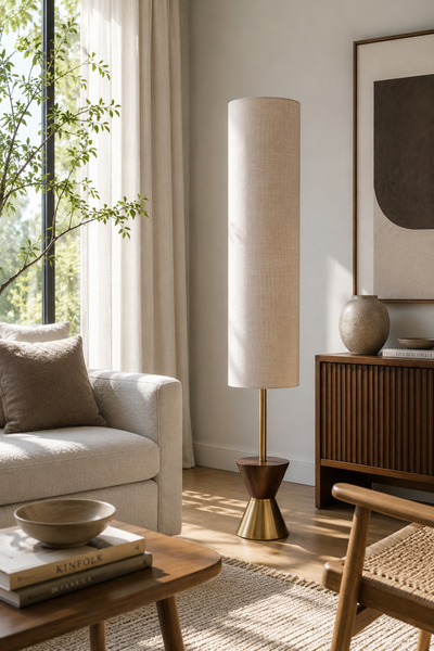 Vinner Luxury Carmen 150 Ceviz Ahşap & Pirinç Detaylı Tasarım Lambader