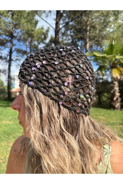 Tuysa Jewelry El Örgüsü Pullu Saç Filesi - Bandana – Yazlık Bohem Tarz
