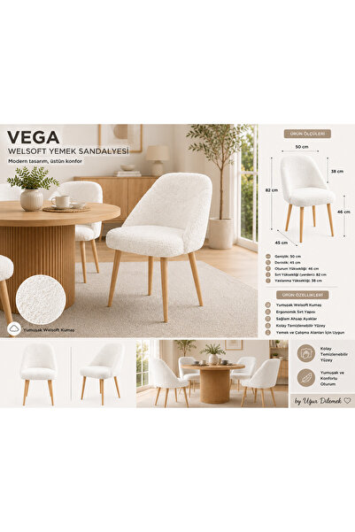arge demo Vega Yemek Masası Sandalyesi Welsoft Kumaş Balkon Ofis Sandalyesi
