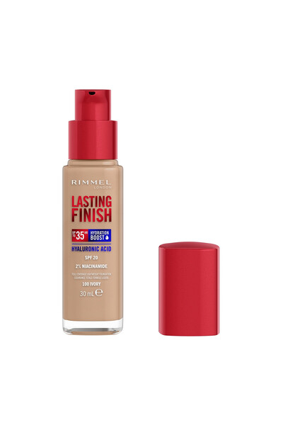 RIMMEL LONDON Lasting Finish Fondöten #100 — Tam Kapatıcılık, Uzun Süre Kalıc...