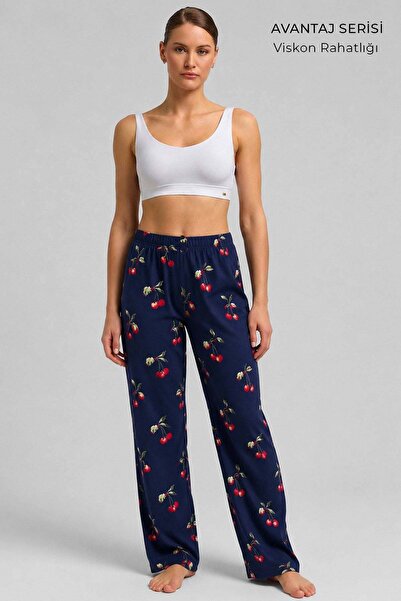 Aytuğ&Mısırlı Egyptian Women's Viscose Bottom Pajamas Navy Blue