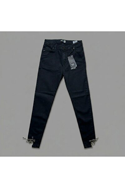 Happy Pink Blugi skinny negri cu aplicații metalice chic la tiv