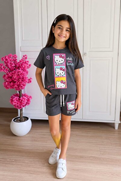 kidsense Kiz Kids Kitty Printed Shorts Cotton Summer Set