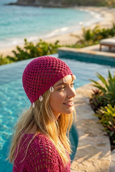 LAGRANZE Premium Series Women's Summer Mesh Beanie with Seashell Decoration