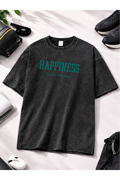 Pink Sky Acid Washed Oversize Unisex T-Shirt Washed Vintage Street Style Stre...