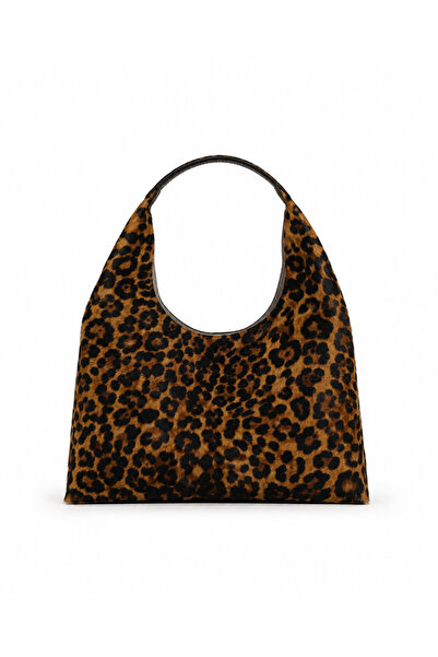 Marcc Bag Leopar Desenli Hakiki Deri Kadın Omuz Çantası