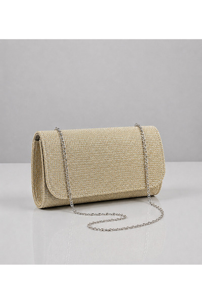 Ayhan Kundura Women's Silvery Gold Evening Dress Bag with Chain