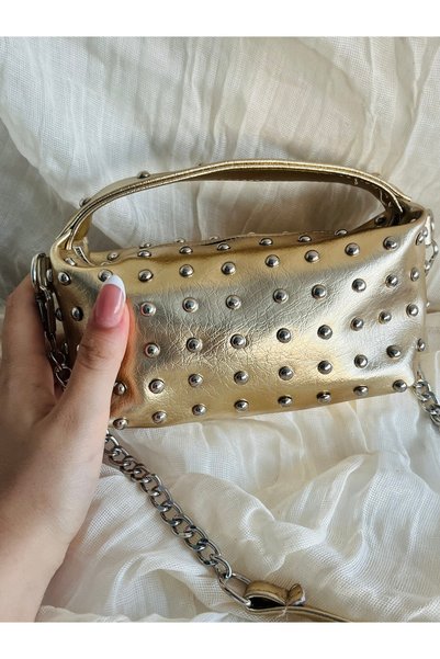 SANTA FLEX Zimba Detailled Chain Strap Gold Mini Hand and Shoulder Bag