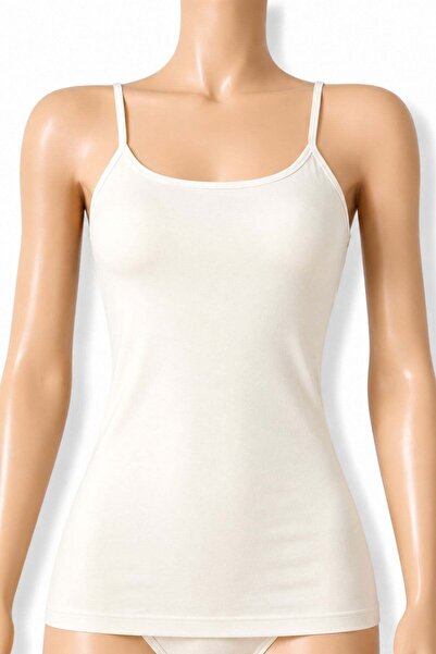 YILDIZ Lycra Rope Strap Ribbed Women's Undershirt Ecru 3-Pack