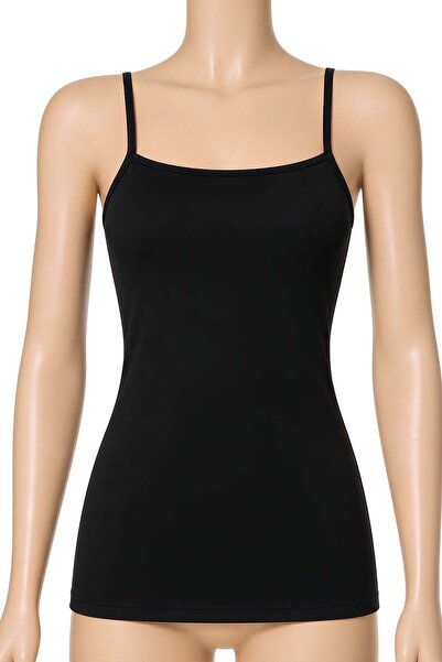 YILDIZ Lycra Rope Strap Front Plain Women's Undershirt Black 3-Pack