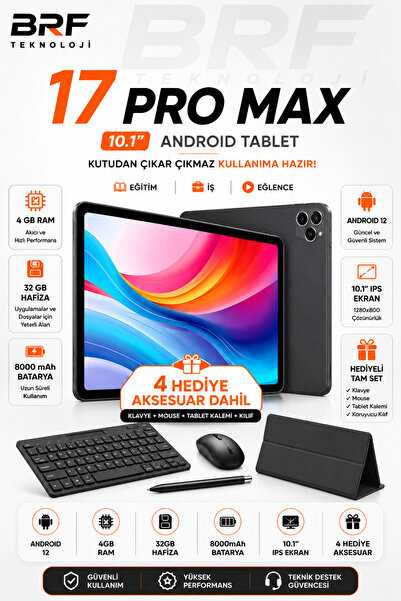 BRF TEKNOLOJİ Hellopad Pro Max Android 12 Tablet 10.1 İnç IPS Ekran 4GB RAM 3...