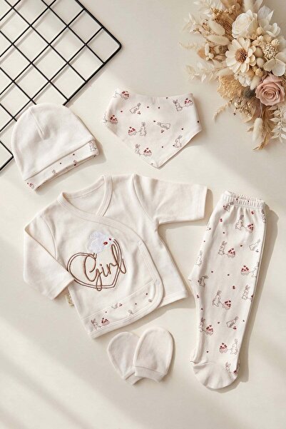 dinamik çocuk Baby Girl 5-Piece Hospital Outfit Set 0-3 Months Newborn Rabbit...