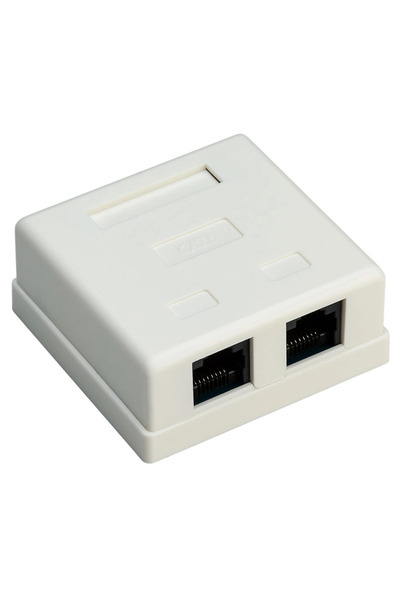 goobay Πρίζα δικτύου τοίχου 77633, 2 θύρες RJ45, CAT 6 UTP, λευκό