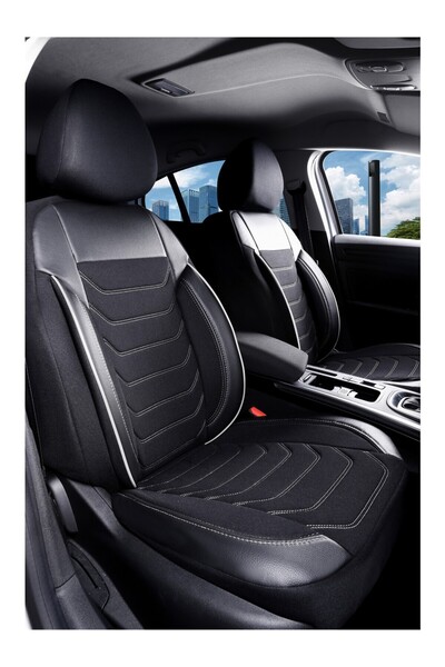 barototuning Seat Leon Luxury Fabric and Leather Detailed 5-Piece Car Seat Co...