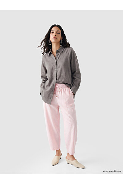 LC Waikiki Nevavm Loose Fit Women's Trousers with Elastic Waist and Differenc...