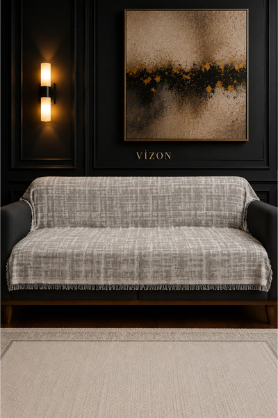 Hig Store Higliving Modern Dokuma Desen Premium Koltuk Örtüsü / Saçaklı Kanep...