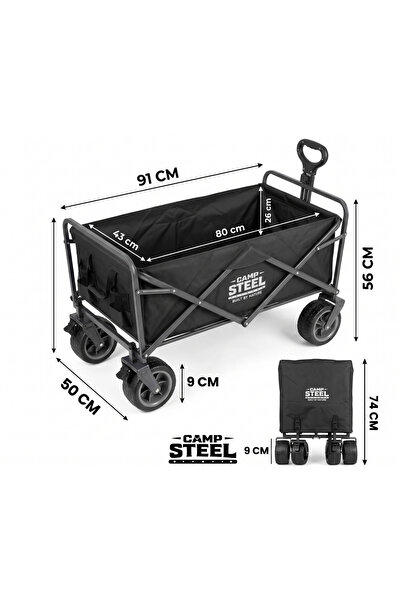 Store CampSteel 100 Litre Fren Sistemli, Rulmanlı, Kalın Teker, XXL Boy Katla...