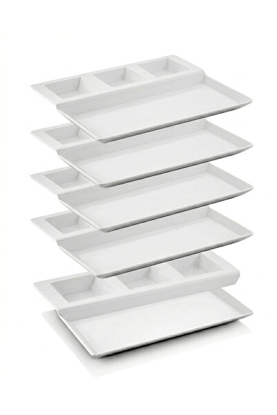 BİODATA 12 Pieces 4-Compartment Melamine Presentation Plate with Compartments...