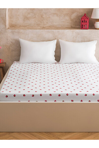 LC Waikiki Nevavm Strawberry Patterned Double Elasticated Sheet with Differen...