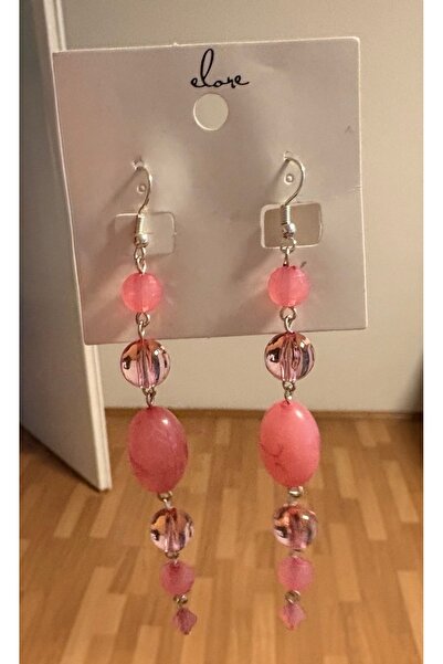 ELUNE İSTANBUL & Milano Pink Crystal Stone Detailed Dangle Earrings for Women