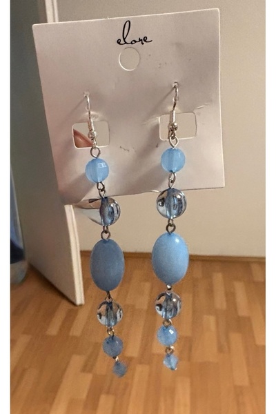 ELUNE İSTANBUL & Milano Ice Blue Crystal Detailed Women's Earrings