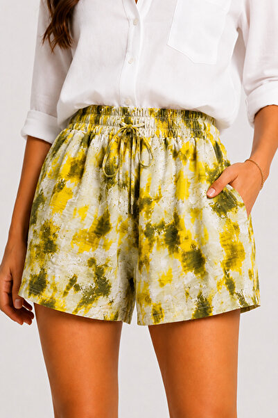 Emporya Yellow Tie-Dye Patterned — Elastic Waist — Pockets — Summer Comfortab...