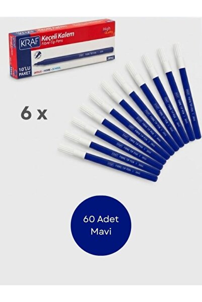 GÜMRÜK BEY Kraf 285g 60 Pieces of Felt-Tipped Pens - Blue - 6X Pack