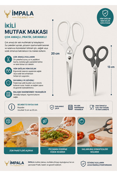 IKEA Scissors Set 2 Kitchen Scissors Dimensions: Length 13 Cm And 20 Cm Stain...