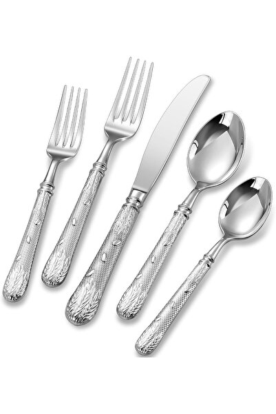 PFUTURE Versailles Silverware Set, 5-Piece Flatware Cutlery Set, 18/10 Stainl...