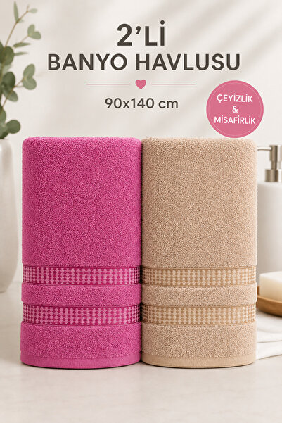 sazeli home collection 2'li Banyo Havlusu Seti 90x140 cm %100 Pamuk Yumuşak v...