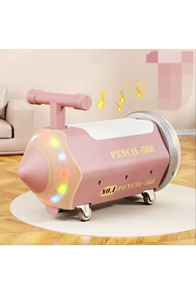 happyword2026 Masinuta Creion copii fara pedale cu muzica si lumina Ride on/Roz