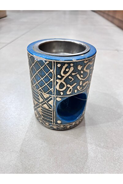 South house Blue Engraved Wood Incense Burner *13*6 cm