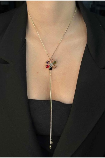 LUMI TAKI-SAAT Brand Model Asansöli Low-Cut Colorful Stone Necklace