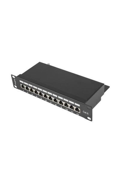 Lanberg Panou de patch-uri ecranat Cat6 FTP 1U, cu 12 porturi, cu organizator...