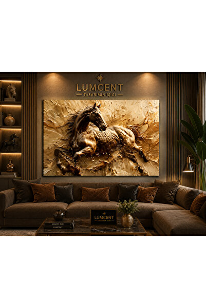 Lumcent Premium Kanvas Duvar Tablosu | Güçlü Siyah At Modern Sanat Tasarımı |...