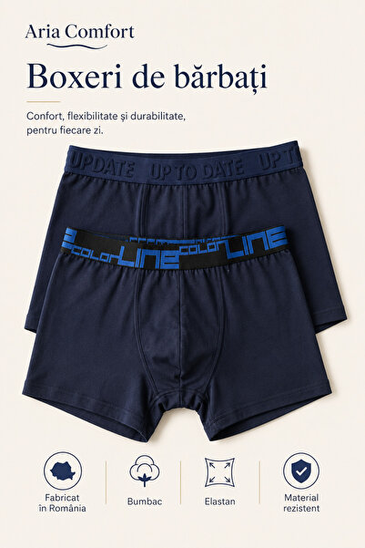 Aria Comfort Set 2 bucăți de Boxeri Bărbați din Bumbac și Elastan – Confort Z...