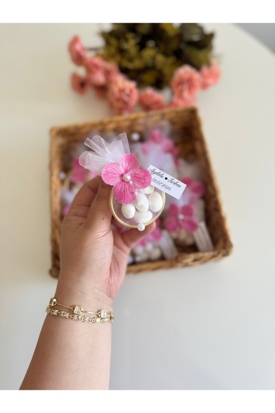 RoseAtelier 25 Adet Pembe Ortanca Çiçek Süslemeli Nikah Şekeri