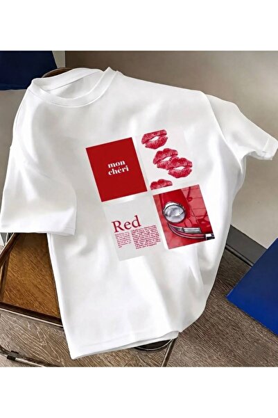 Marco Fresco TRICOU CU GULER ROTUND CU IMPRIMARE DUDAK MON CHERİ