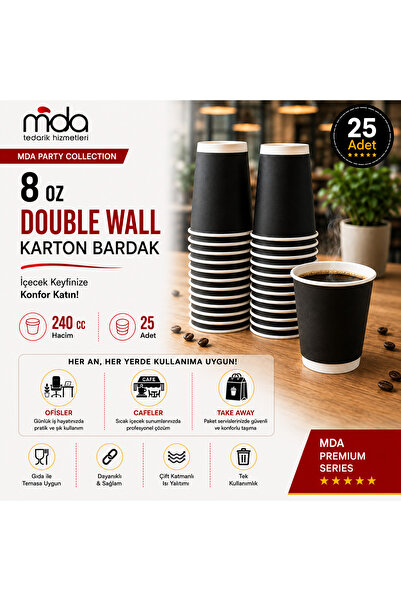 Akkacup Akka 8 oz Double Wall Karton Bardak 25'li